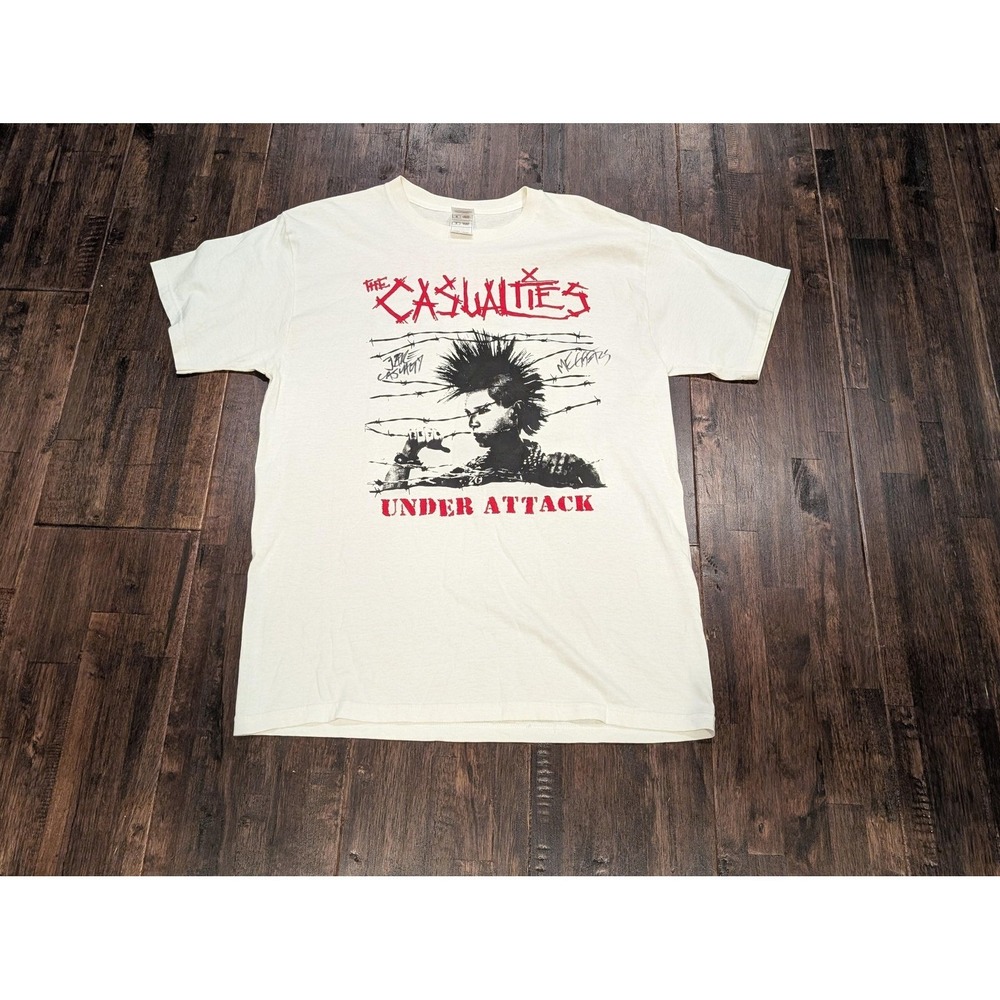 The Casualties Under Attack Band Autographed T-Shirt Adult Large Punk Grunge Y2K